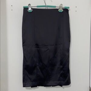 Le Chateau Gunmetal Dressy Pleated Satin Skirt